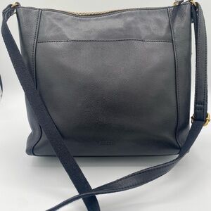 Fossil Black Leather Crossbody Bag